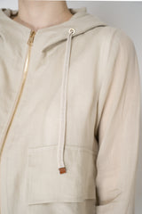 Lorena Antoniazzi Hooded Ramie Cargo Jacket in Clay Vancouver. Shop Online or in Store.