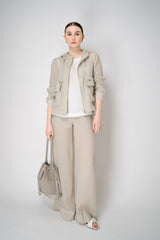 Lorena Antoniazzi Hooded Ramie Cargo Jacket in Clay Vancouver. Shop Online or in Store.