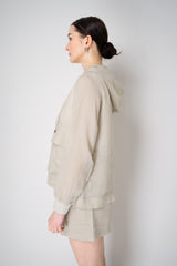 Lorena Antoniazzi Hooded Ramie Cargo Jacket in Clay Vancouver. Shop Online or in Store.