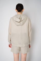 Lorena Antoniazzi Hooded Ramie Cargo Jacket in Clay Vancouver. Shop Online or in Store.