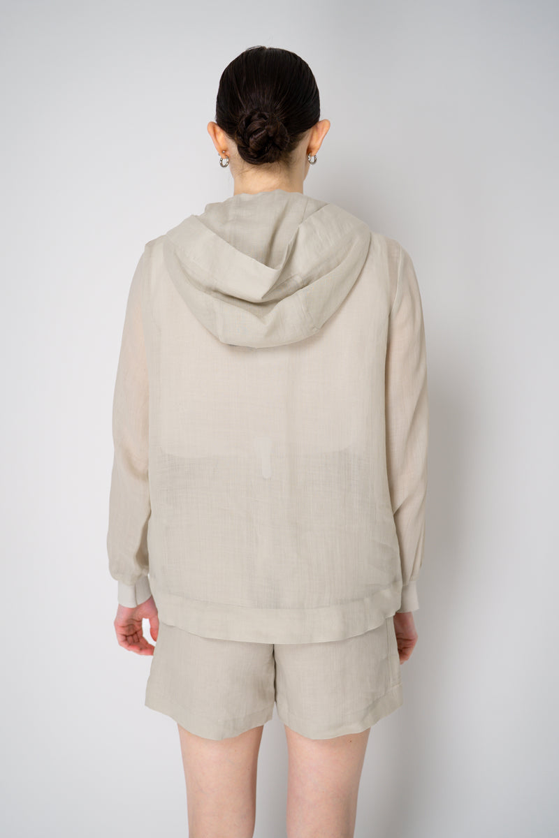 Lorena Antoniazzi Hooded Ramie Cargo Jacket in Clay Vancouver. Shop Online or in Store.