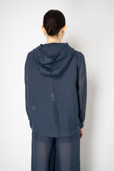 Lorena Antoniazzi Hooded Ramie Cargo Jacket in Navy Vancouver. Shop Online or in Store.