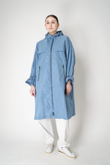 Lorena Antoniazzi Hooded Water Resistant Technical Taffeta Parka in Slate Blue Vancouver. Shop Online or in Store.