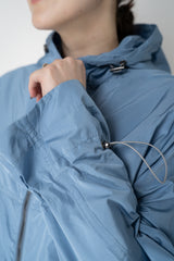 Lorena Antoniazzi Hooded Water Resistant Technical Taffeta Parka in Slate Blue Vancouver. Shop Online or in Store.