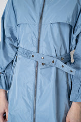 Lorena Antoniazzi Hooded Water Resistant Technical Taffeta Parka in Slate Blue Vancouver. Shop Online or in Store.