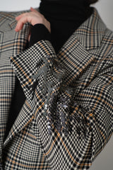 Lorena Antoniazzi Houndstooth-Plaid Wool Blazer with Sequin Applique in Multicolour Print Vancouver. Shop Online or in Store.