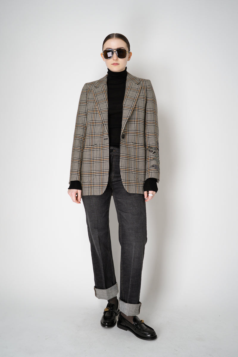 Lorena Antoniazzi Houndstooth-Plaid Wool Blazer with Sequin Applique in Multicolour Print Vancouver. Shop Online or in Store.