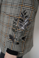 Lorena Antoniazzi Houndstooth-Plaid Wool Blazer with Sequin Applique in Multicolour Print Vancouver. Shop Online or in Store.