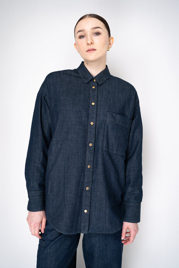 Lorena Antoniazzi Insulated Reversible Shirt Jacket in Navy Vancouver. Shop Online or in Store