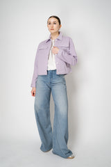 Lorena Antoniazzi Jean Jacket with Floral Embroidery in Lilac Vancouver. Shop Online or in Store.
