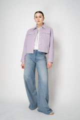 Lorena Antoniazzi Jean Jacket with Floral Embroidery in Lilac Vancouver. Shop Online or in Store.