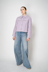 Lorena Antoniazzi Jean Jacket with Floral Embroidery in Lilac Vancouver. Shop Online or in Store.