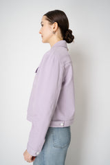 Lorena Antoniazzi Jean Jacket with Floral Embroidery in Lilac Vancouver. Shop Online or in Store.