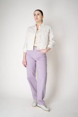 Lorena Antoniazzi Jean Jacket with Floral Embroidery in White Vancouver. Shop Online or in Store.