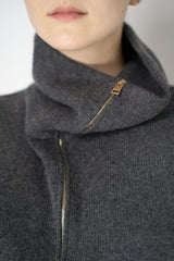 Lorena Antoniazzi Knit Cashmere High Neck Zip Sleeveless Top in Grey Vancouver. Shop Online or in Store.