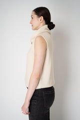Lorena Antoniazzi Knit Cashmere High Neck Zip Sleeveless Top in Off-White Vancouver. Shop Online or in Store.
