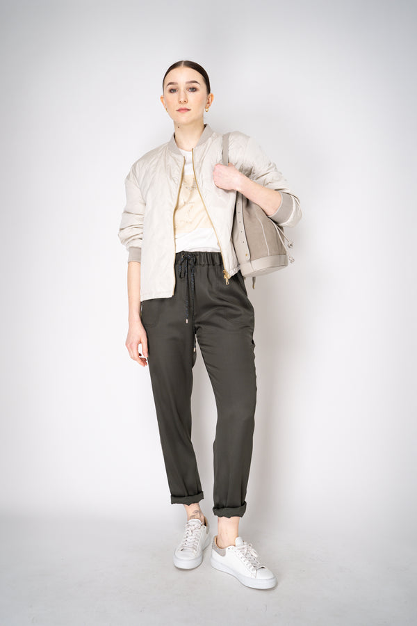 Lorena Antoniazzi Layered Quilted Bomber Jacket in Beige Vancouver. Shop Online or in Store