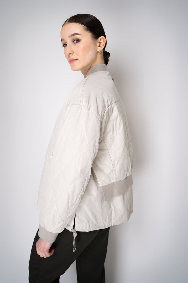 Lorena Antoniazzi Layered Quilted Bomber Jacket in Beige Vancouver. Shop Online or in Store