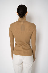 Lorena Antoniazzi Lightweight Virgin Wool Collared Ribbed Turtleneck in Camel Vancouver. Shop Online or in Store.