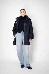 Lorena Antoniazzi Lightweight Virgin Wool Collared Ribbed Turtleneck in Navy Vancouver. Shop Online or in Store.