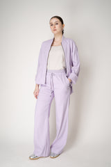 Lorena Antoniazzi Linen Lounge Jacket in Lilac Vancouver. Shop Online or in Store.
