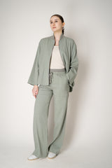 Lorena Antoniazzi Linen Lounge Jacket in Sage Green Vancouver. Shop Online or in Store.
