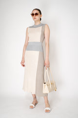 Lorena Antoniazzi Liquid Drape Knit Skirt in Grey and Beige Colour Blocking Vancouver. Shop Online or in Store.