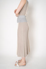 Lorena Antoniazzi Liquid Drape Knit Skirt in Grey and Beige Colour Blocking Vancouver. Shop Online or in Store.