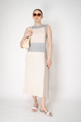 Lorena Antoniazzi Liquid Drape Knit Skirt in Grey and Beige Colour Blocking Vancouver. Shop Online or in Store.