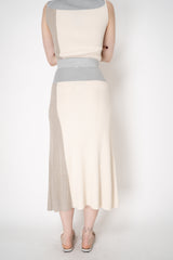 Lorena Antoniazzi Liquid Drape Knit Skirt in Grey and Beige Colour Blocking Vancouver. Shop Online or in Store.