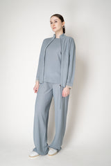 Lorena Antoniazzi Liquid Drape Knit Zip Pullover in Slate Blue Vancouver. Shop Online or in Store.
