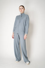 Lorena Antoniazzi Liquid Drape Knit Zip Pullover in Slate Blue Vancouver. Shop Online or in Store.