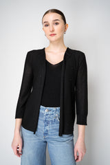 Lorena Antoniazzi Liquid Drape Open Front Cardigan with Tonal Sequin Details in Black Vancouver. Shop Online or in Store.