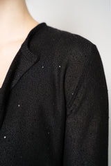 Lorena Antoniazzi Liquid Drape Open Front Cardigan with Tonal Sequin Details in Black Vancouver. Shop Online or in Store.