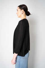 Lorena Antoniazzi Liquid Drape Open Front Cardigan with Tonal Sequin Details in Black Vancouver. Shop Online or in Store.
