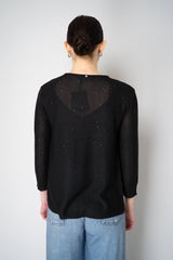 Lorena Antoniazzi Liquid Drape Open Front Cardigan with Tonal Sequin Details in Black Vancouver. Shop Online or in Store.
