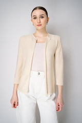 Lorena Antoniazzi Liquid Drape Open Front Cardigan with Tonal Sequin Details in Gold Vancouver. Shop Online or in Store.