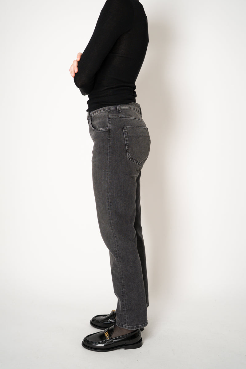 Lorena Antoniazzi Mid Rise 5-Pocket Style Cropped Jeans in Dark Grey Wash Vancouver. Shop Online or in Store.