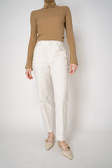 Lorena Antoniazzi Mid Rise Tapered Corduroy Pants in Off-White Vancouver. Shop Online or in Store.