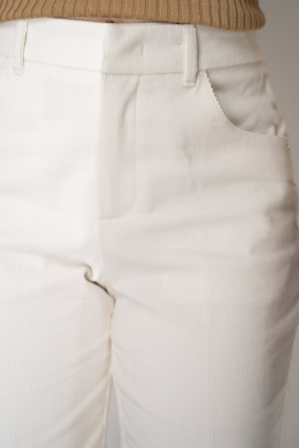 Lorena Antoniazzi Mid Rise Tapered Corduroy Pants in Off-White Vancouver. Shop Online or in Store.