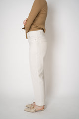 Lorena Antoniazzi Mid Rise Tapered Corduroy Pants in Off-White Vancouver. Shop Online or in Store.