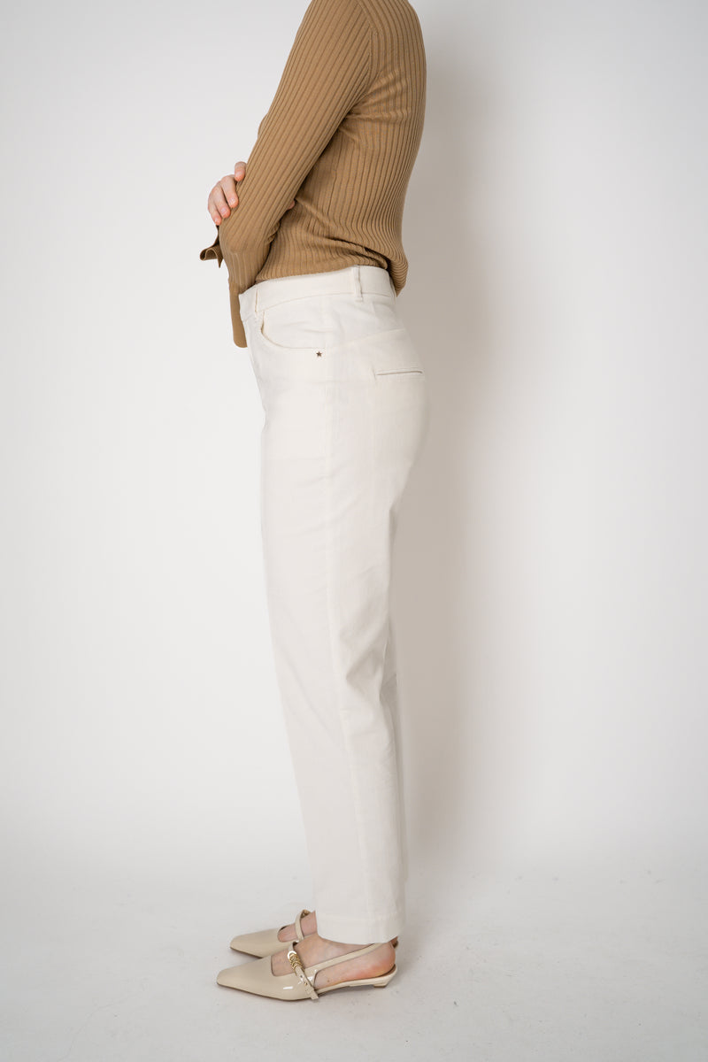 Lorena Antoniazzi Mid Rise Tapered Corduroy Pants in Off-White Vancouver. Shop Online or in Store.