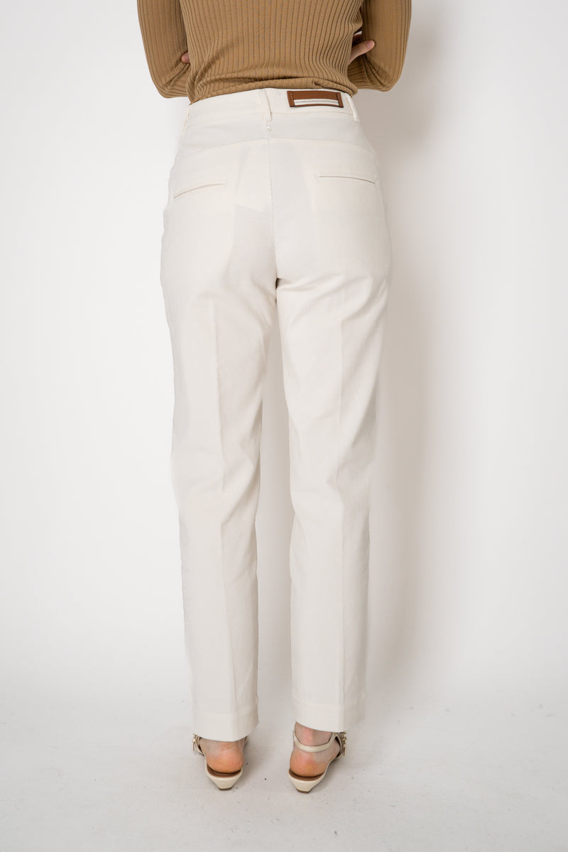 Lorena Antoniazzi Mid Rise Tapered Corduroy Pants in Off-White Vancouver. Shop Online or in Store.