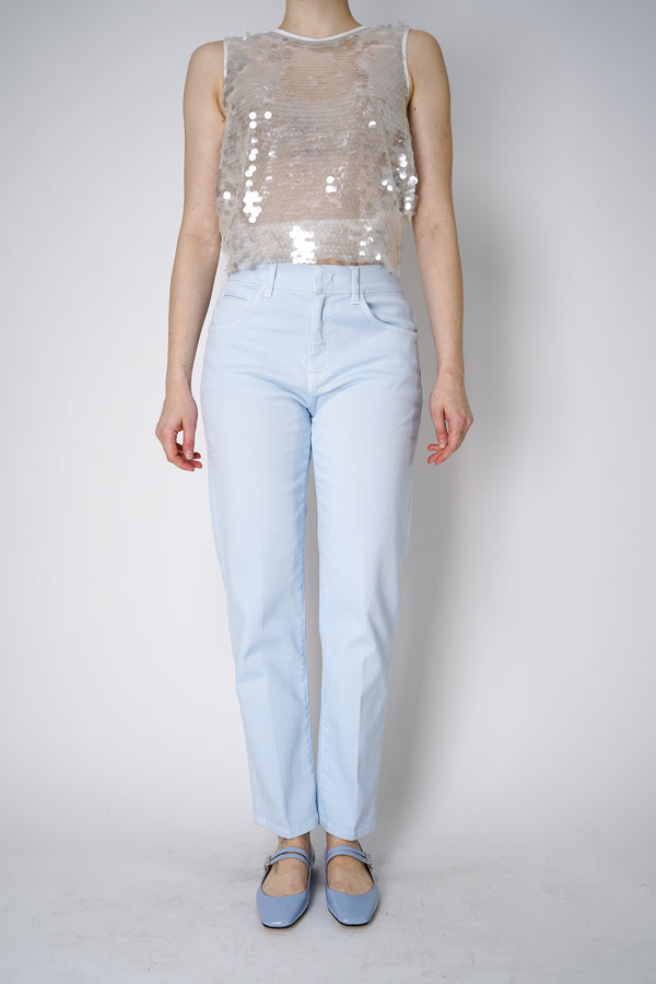 Lorena Antoniazzi Mid Rise Tapered Jeans in Light Blue Vancouver. Shop Online or in Store.