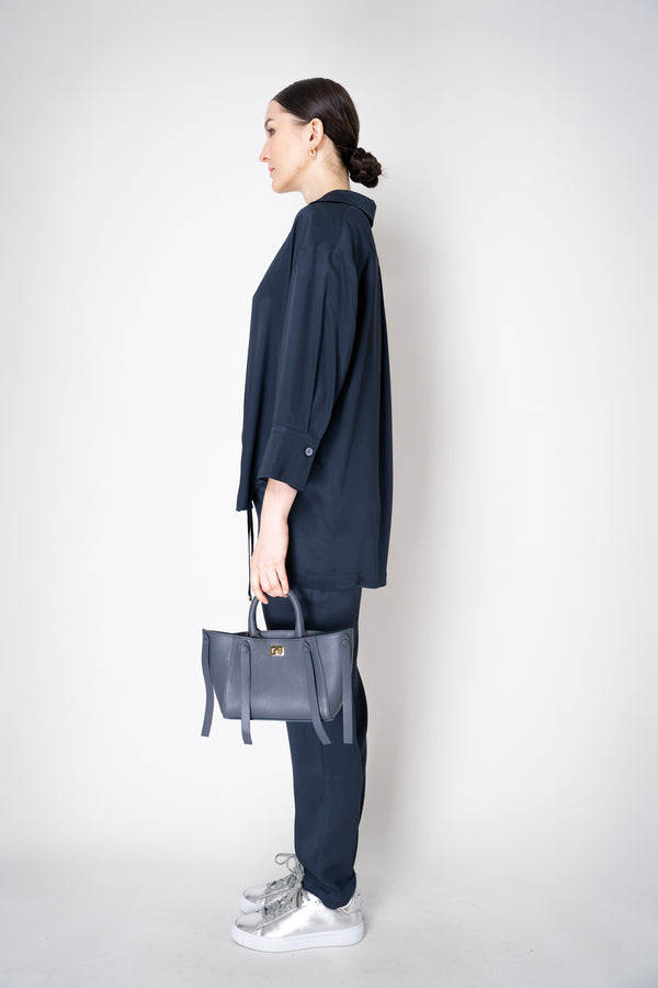 Lorena Antoniazzi Mini Boat Shoulder Bag in Petrol Blue Vancouver. Shop Online or in Store