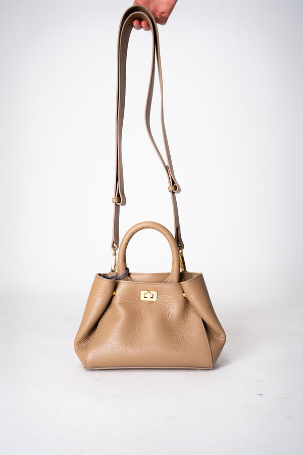 Lorena Antoniazzi Mini Boat Shoulder Bag in Tan Vancouver. Shop Online or in Store