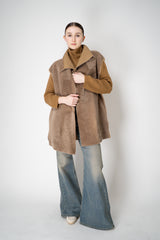 Lorena Antoniazzi Moahir Wool Two Faced Leather Vest in Camel Beige Vancouver. Shop Online or in Store.