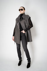 Lorena Antoniazzi Moahir Wool Two Faced Leather Vest in Grey Melange Vancouver. Shop Online or in Store.