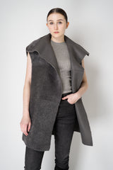 Lorena Antoniazzi Moahir Wool Two Faced Leather Vest in Grey Melange Vancouver. Shop Online or in Store.