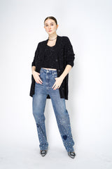 Lorena Antoniazzi Oversized Sequin Cashmere Blend Cardigan in Black Vancouver. Shop Online or in Store. 
